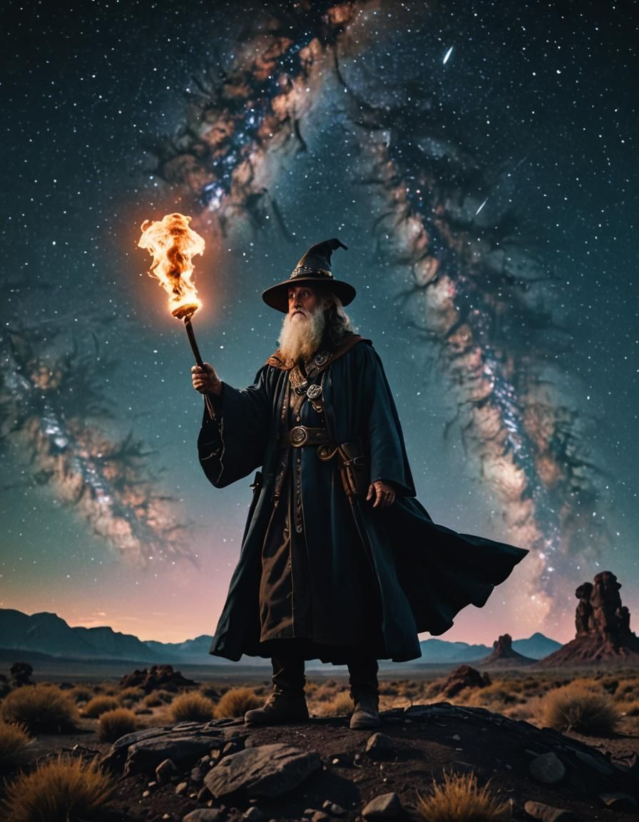 Epic Magic Wizard in a Cinematic Film Still