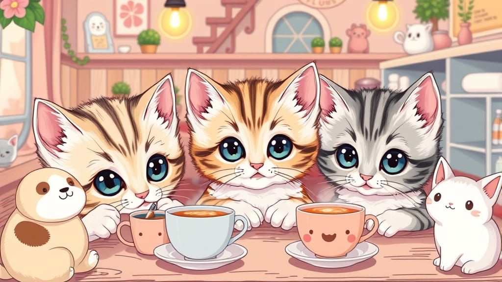 Charming Cat Café Featuring Kawaii Kitten Servers