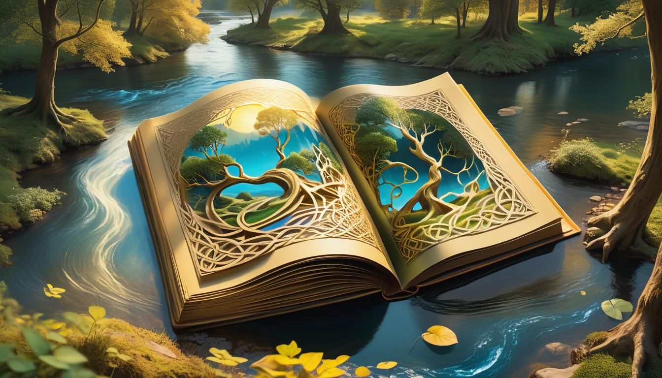 Mystical Landscape Unfolds From Ancient Book Pages