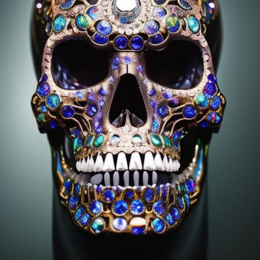 Hyperrealistic Zombie Skull with Crystal Details