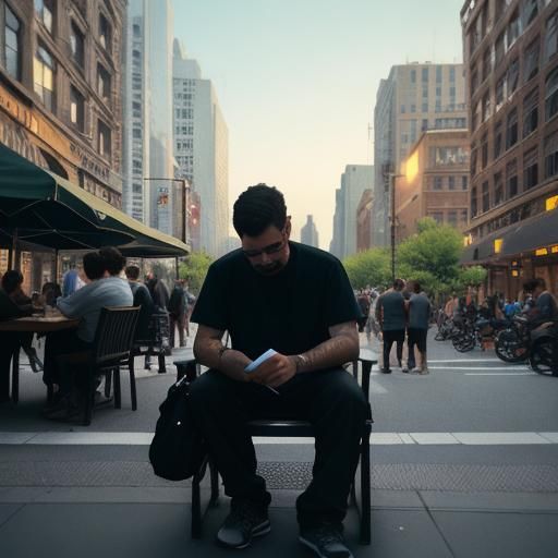 City Street Scene: Summer Drawing on a Bench