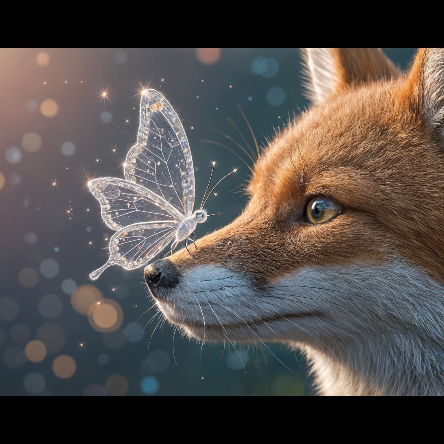 Crystal Butterfly on Fox Nose in Enchanted Garden