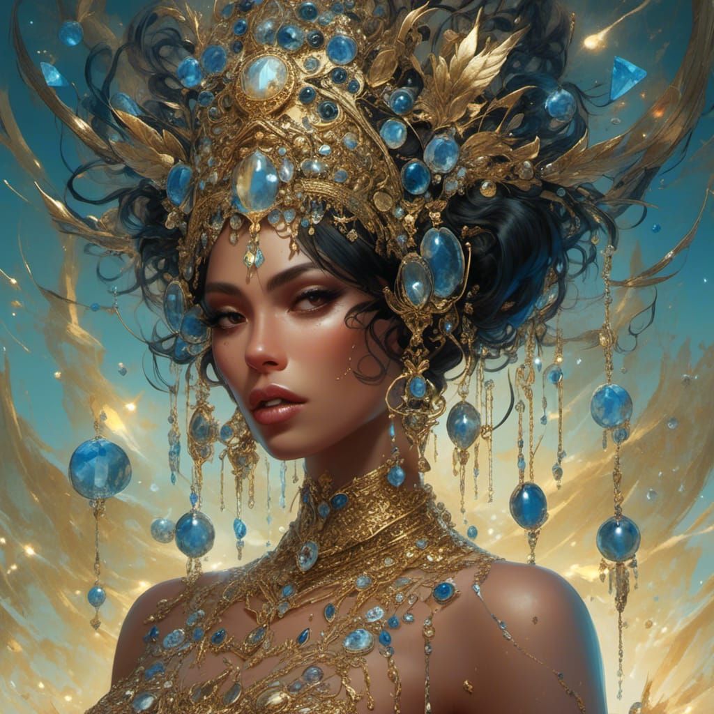 Divine Spanish Woman with Celestial Headpiece