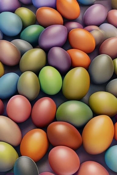 Chicken Laying Rainbow Eggs in Photorealistic Style