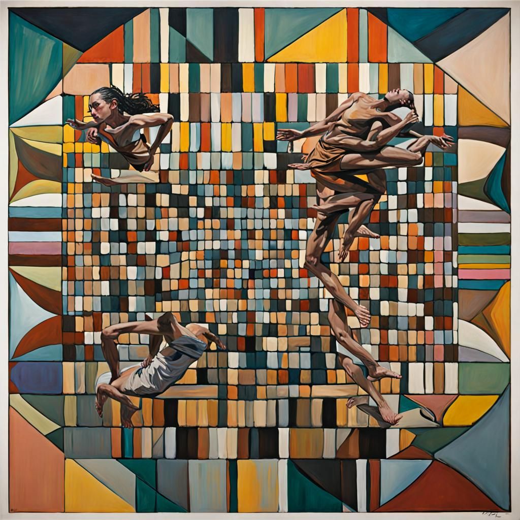 Figurative Figures in Shallow Water, Surreal Style