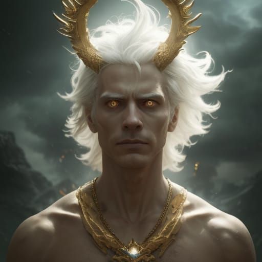 Menacing Silver-Haired Hero in Desolate Underworld Landscape