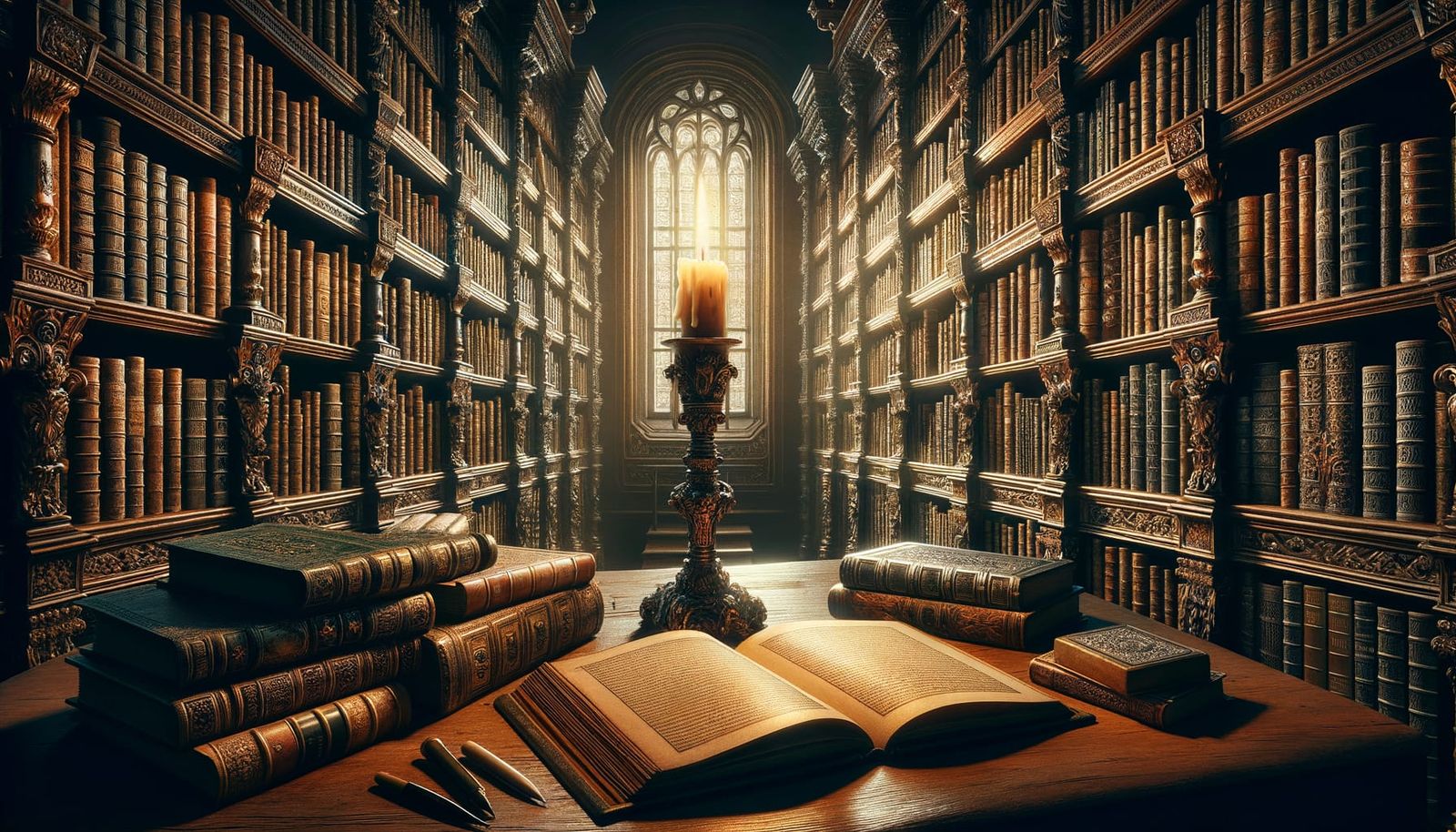 Candlelight Illumination in a Library