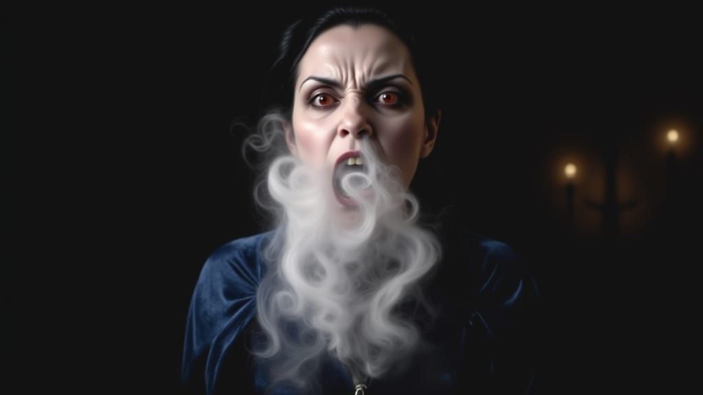 Gothic Vampire on Moonlit Street in Chiaroscuro Style