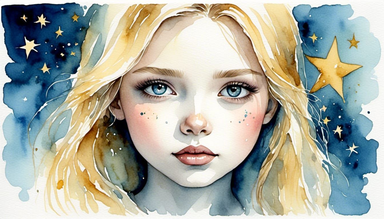 Delicate Watercolour Painting of a Wistful Scene