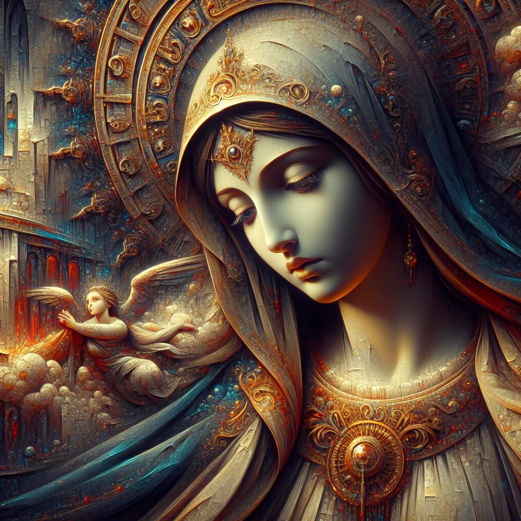 Holy Mary: Detailed Matte Painting in Fantasy Style