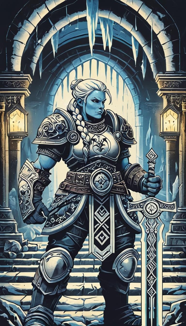 Frost Dwarf Warrior in High Fantasy Style