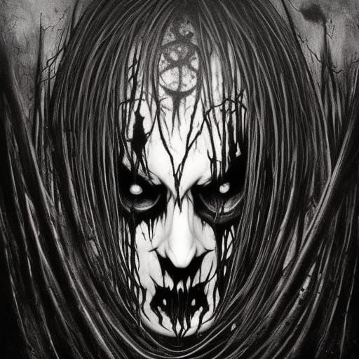 Black Metal Corpsepaint Horror Album Cover
