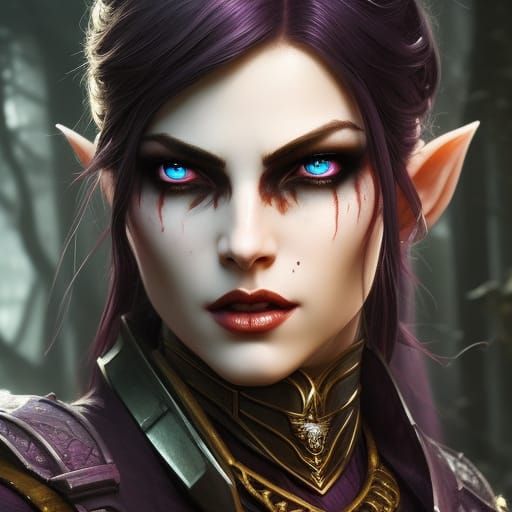 Dark Elf Death Knight Portrait in Dark Fantasy Style