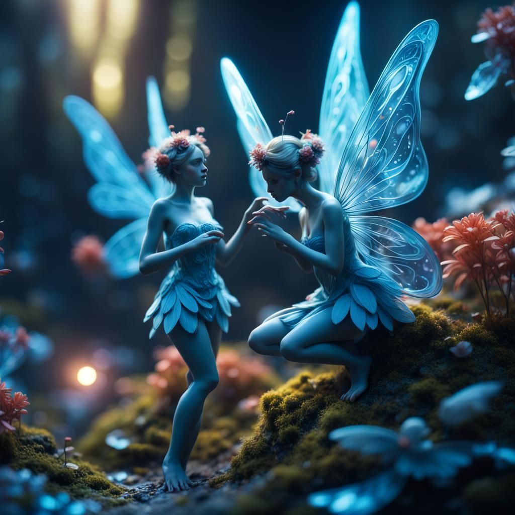 Dreamy Fairies in Futuristic Dark Fantasy Art