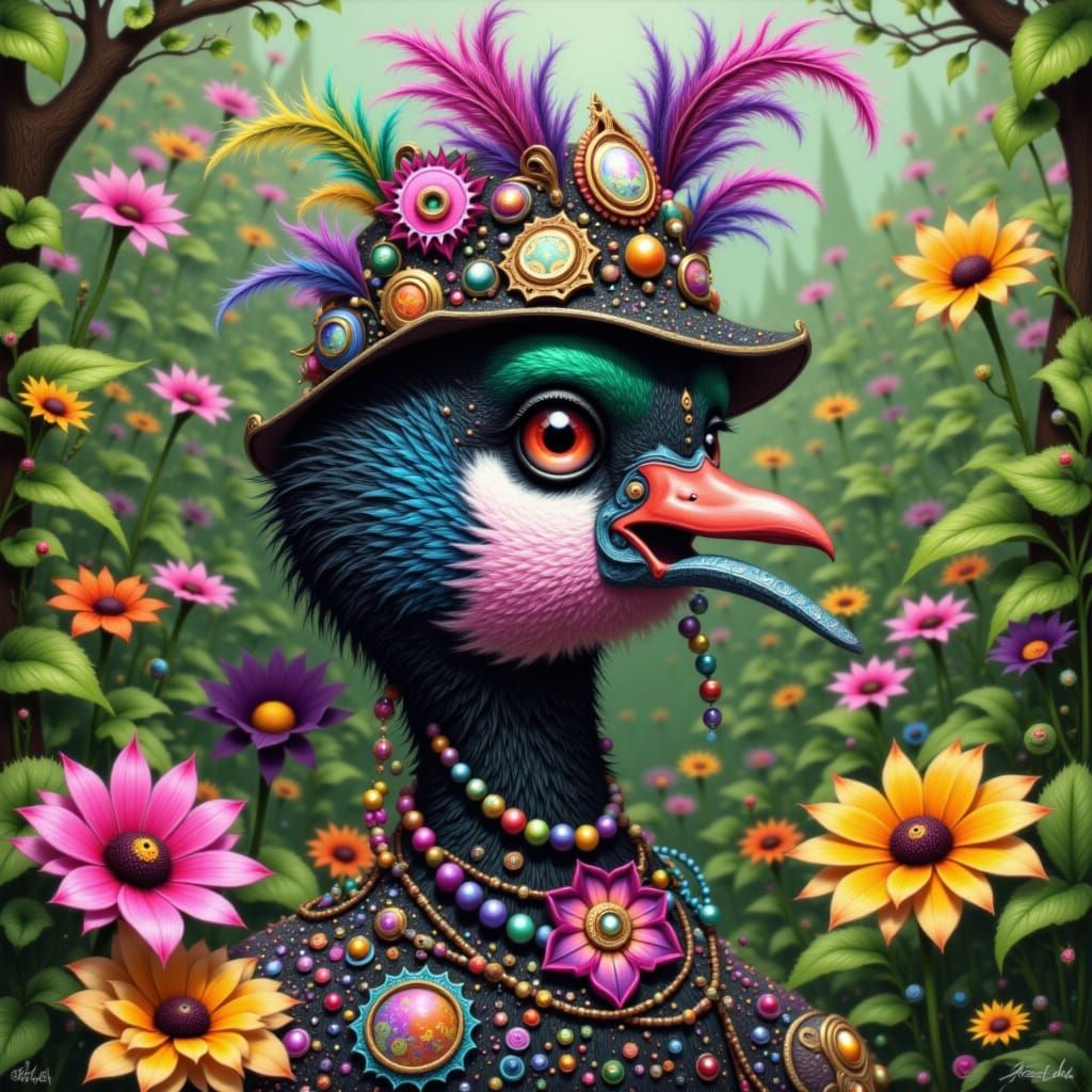 Black-Bottomed Whistling Duck in Mardi Gras Costume