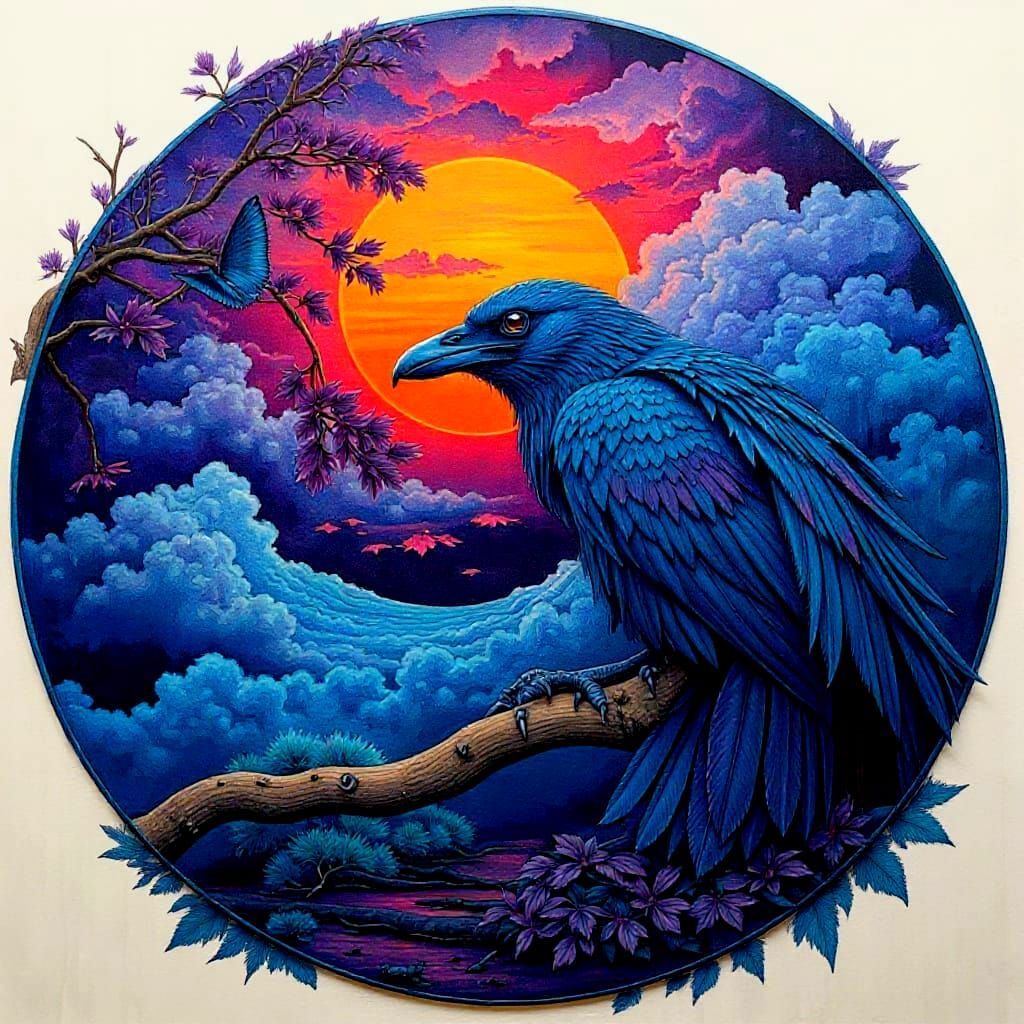 Raven King Emerging From Circular Border