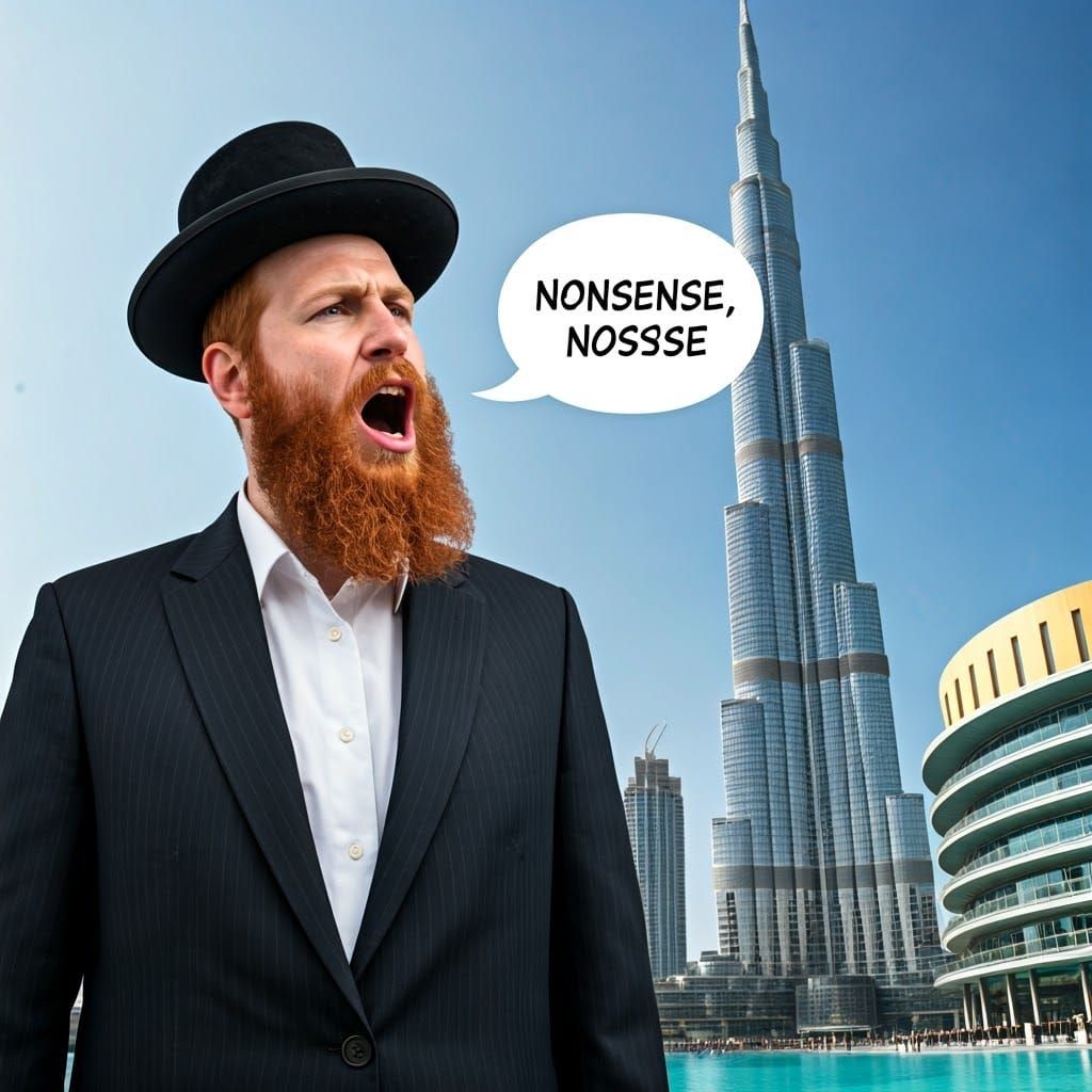 Ultra-Orthodox Jew Confronts Dubai Skyscraper in a Mad Delib...