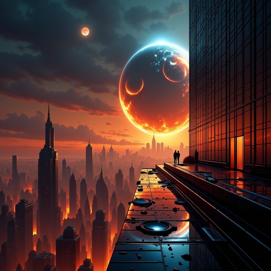 Apocalyptic Earth View from Skyscraper in Marketing Illustra...