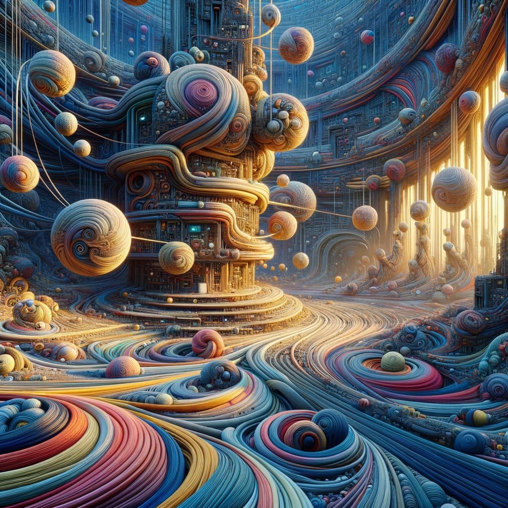 Surreal Crochet World: A Tapestry of Time