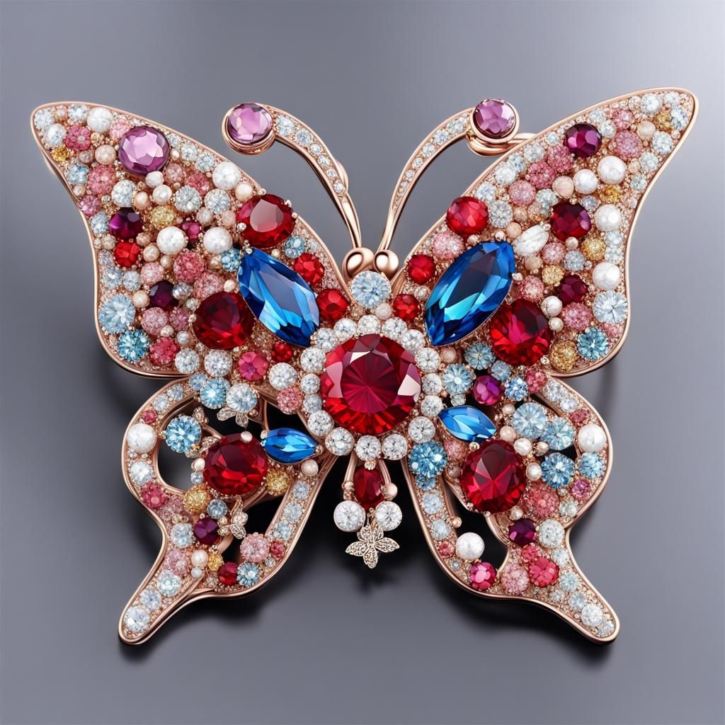 Butterfly Rubies Pin