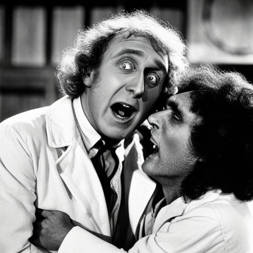 Mad Scientist Celebrates Monster's Awakening in Laboratory