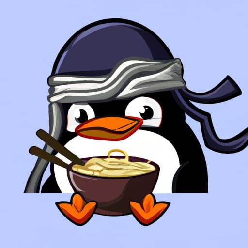 Ninja Penguin Eats Ramen