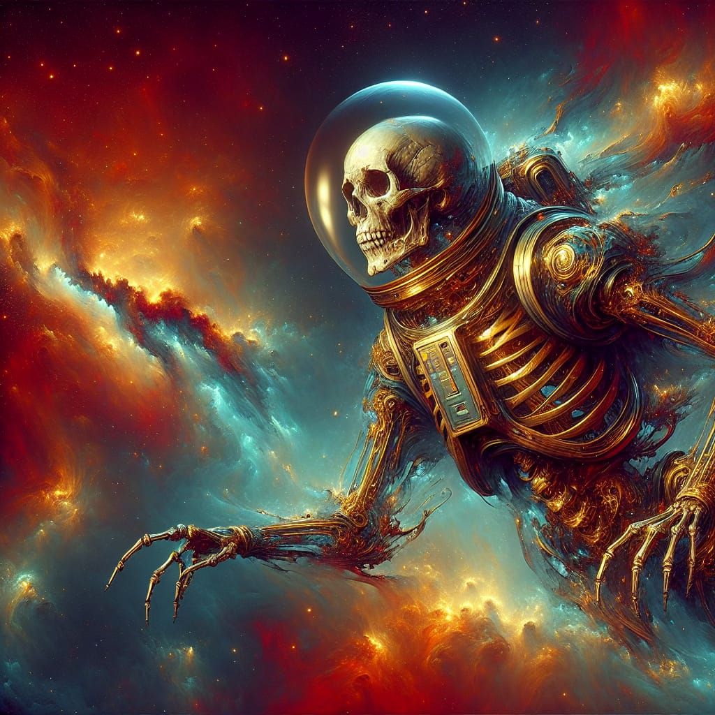 Skeleton in Space Suit: Fantastical Matte Painting