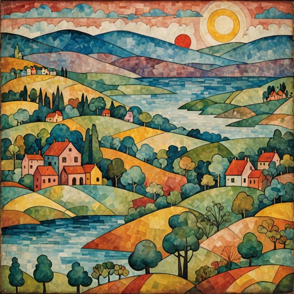 Colorful Landscape in Paul Klee Style