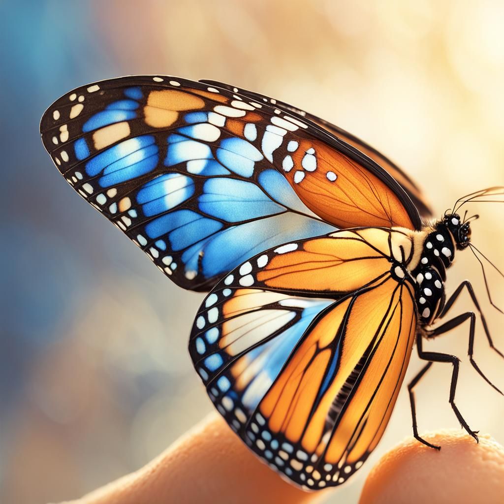 Monarch Butterfly Landing: Hyperrealistic Macro Detailed Art