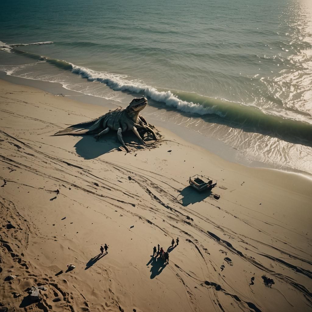 Ethereal Harpy Basks in Sunlit Beach Scene