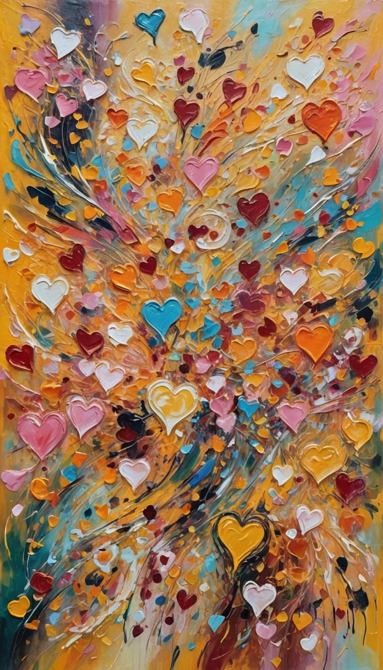 Warm Abstract Oil Painting of Loving Thoughts