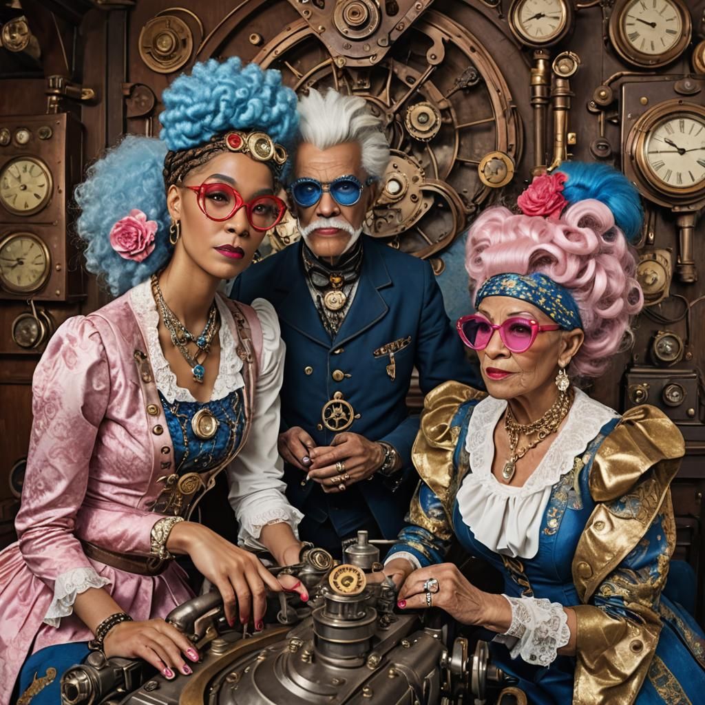 Steampunk Fashion Portrait with Clockwork Background
