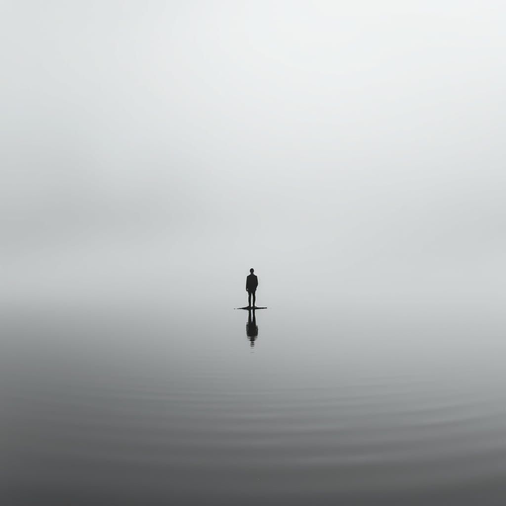 Contemplative Figure in Monochromatic Harmony