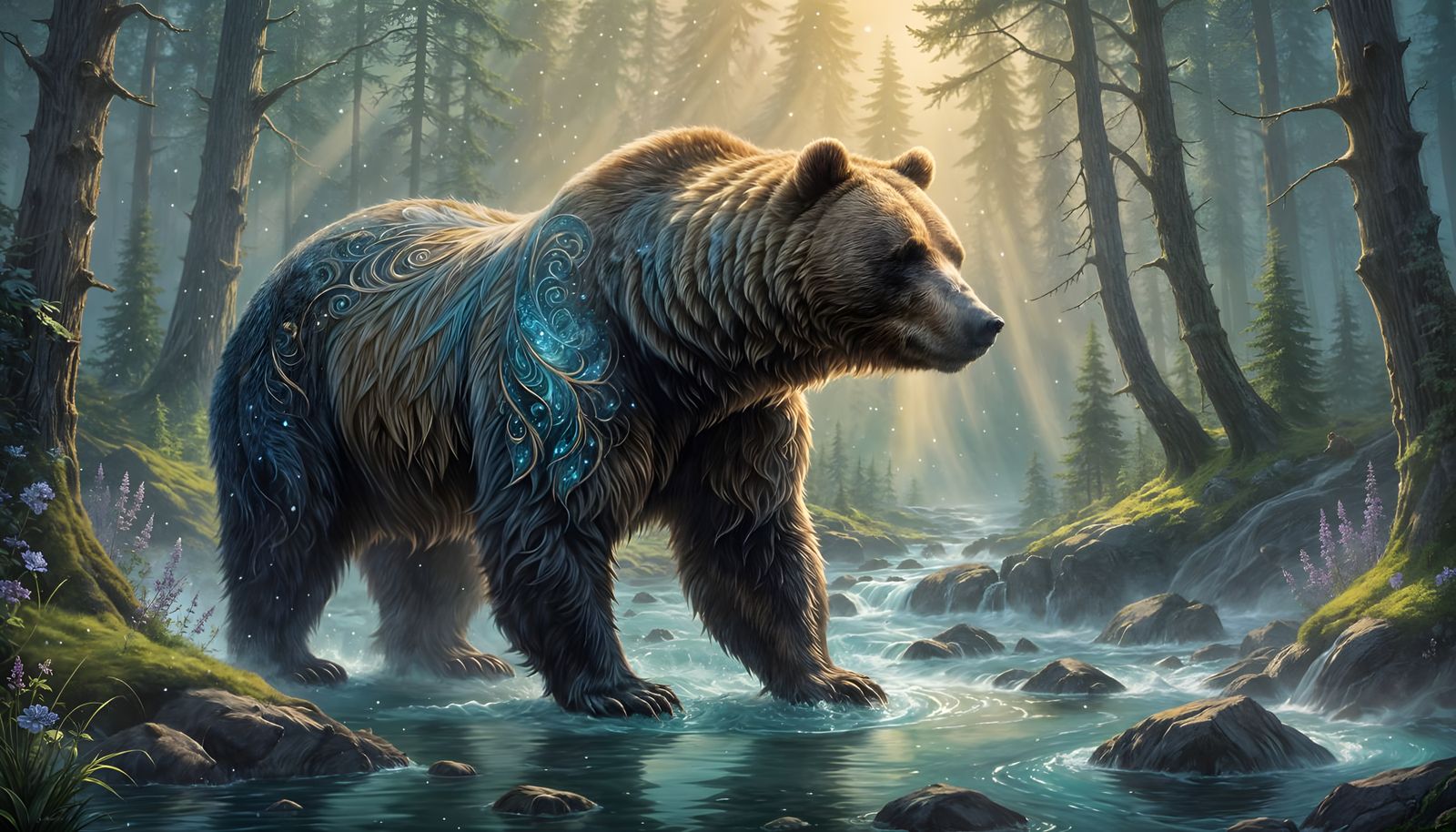 Surreal Bear Transcends Reality in Whimsical Landscapes