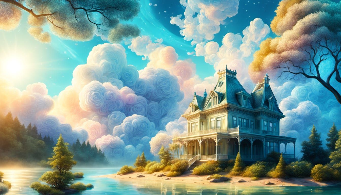 Dreamy Victorian Mansion in Soft Pastel Colors