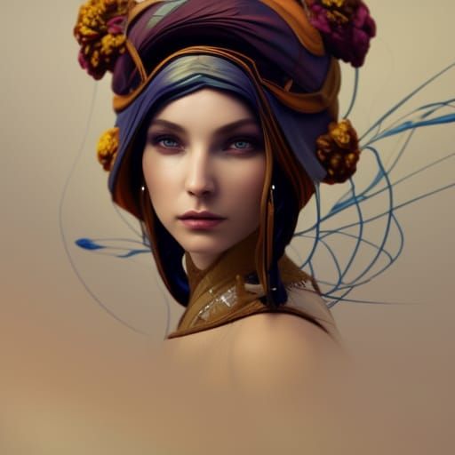 Aztec Woman in Traditional Costume, Hyperrealistic Portrait