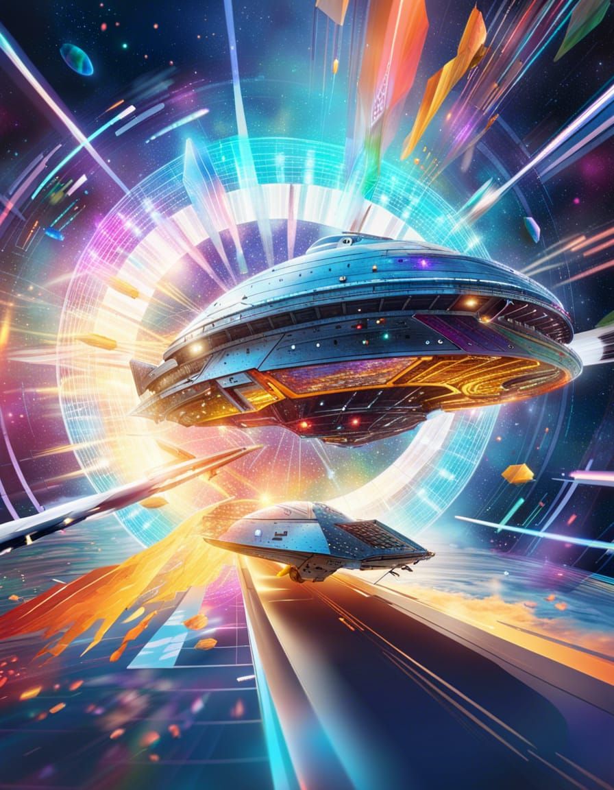 Futuristic Spacecraft Breaks Through Time Tunnel