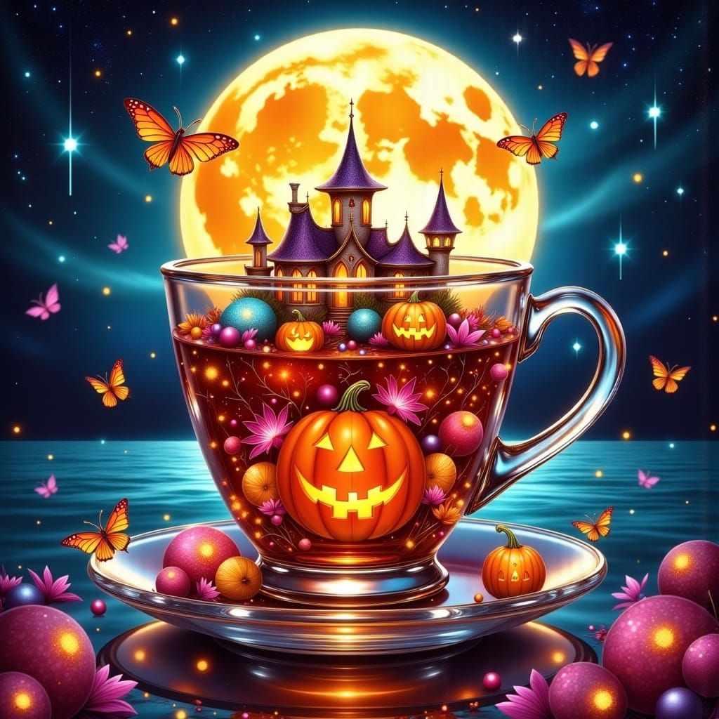 Village in Teacup: Colorful 3D Digital Art