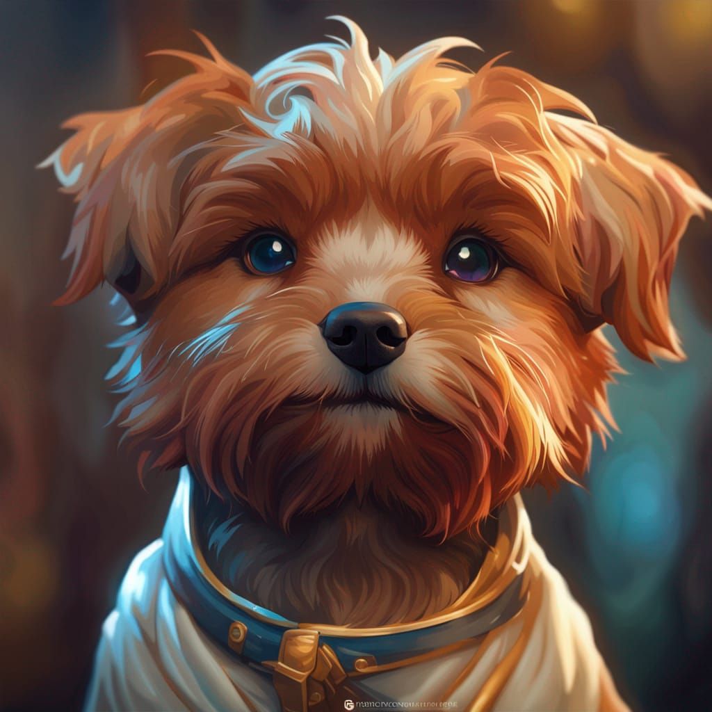 Cute Dog Portrait in Hyperdetailed Style