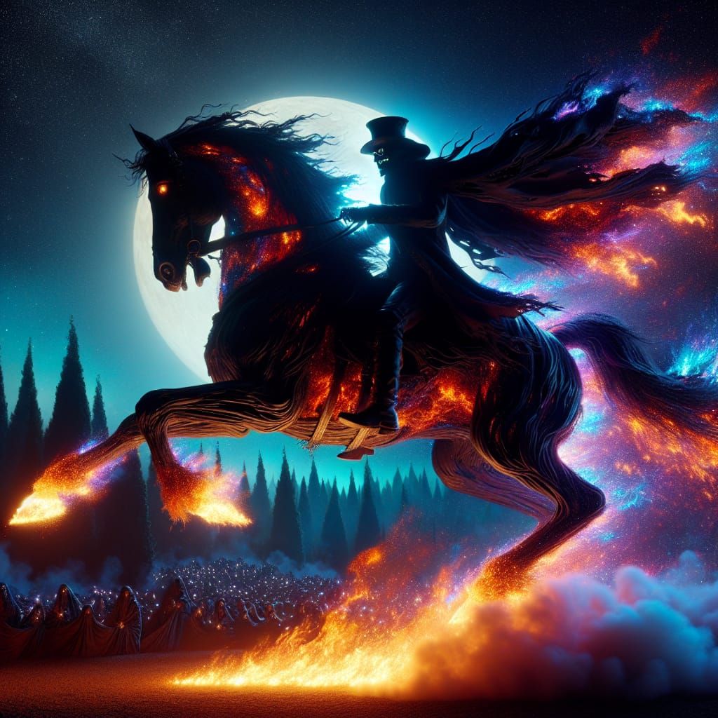 Headless Horseman Galloping Under the Moon
