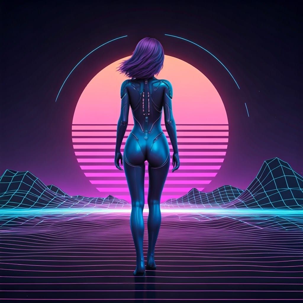 Synthwave Goddess in Cyberpunk Desert