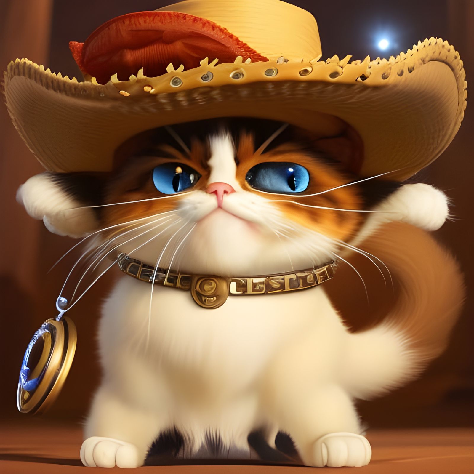 Cowboy Cat Gunslinger in Wild West, Cartoon Oil Painting