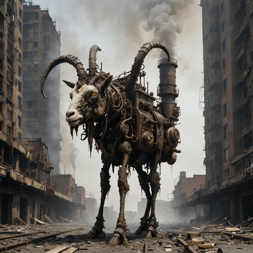 Biopunk Goat-Engine Ambles Through Dystopian Wasteland