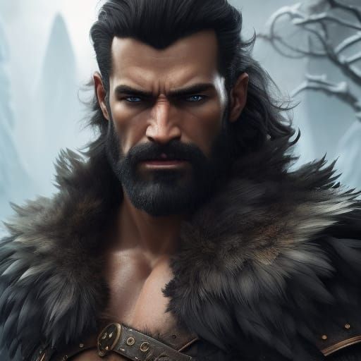 Viking Barbarian Portrait in Dark Fantasy Style