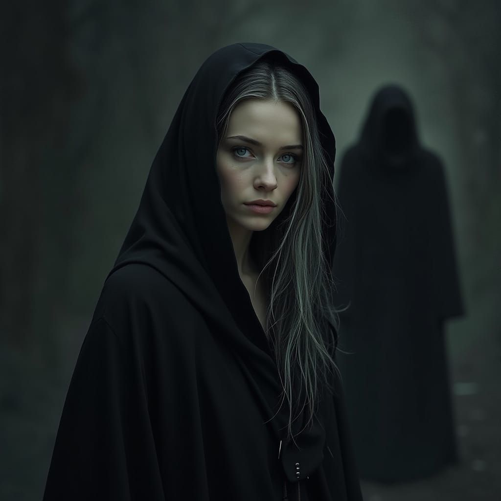 Ethereal Medieval Sorceress in a Dark, Mystical World