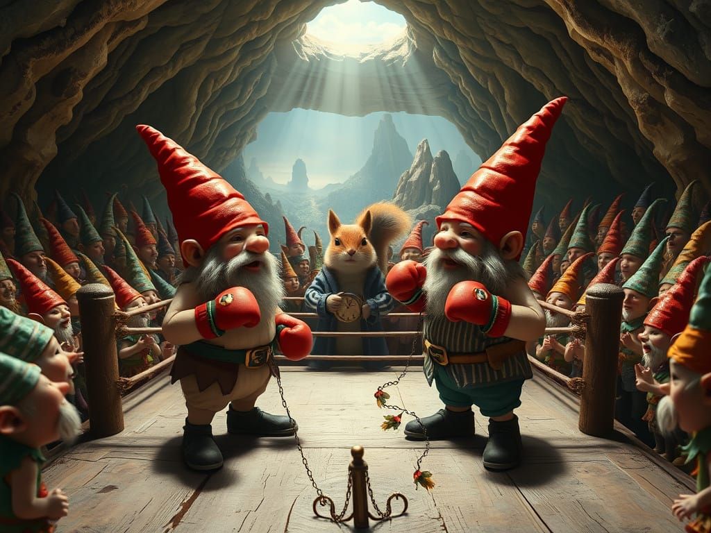 Fantastical Gnomes Clash in Whimsical Boxing Tournament
