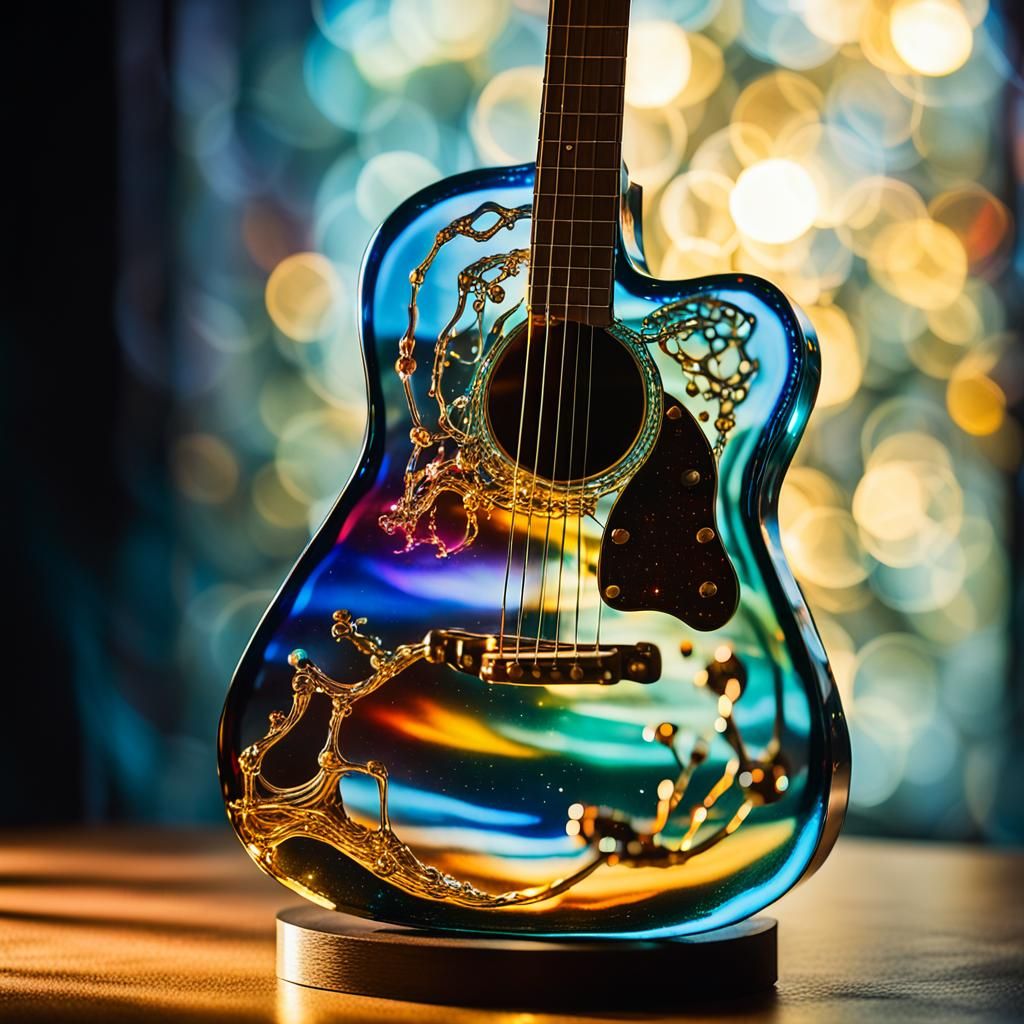 Surrealist Glass Guitar in Abstract Expressionism