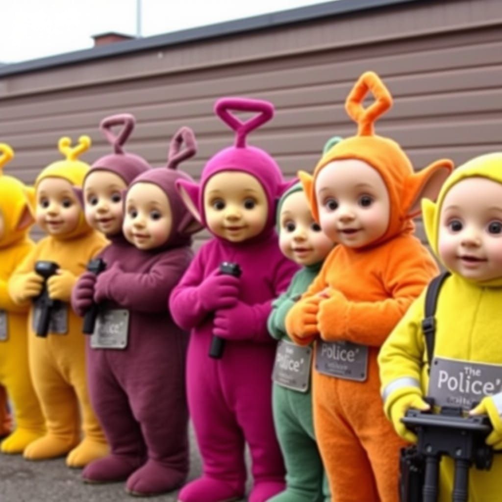 Colorful Characters in a Police Lineup Scene