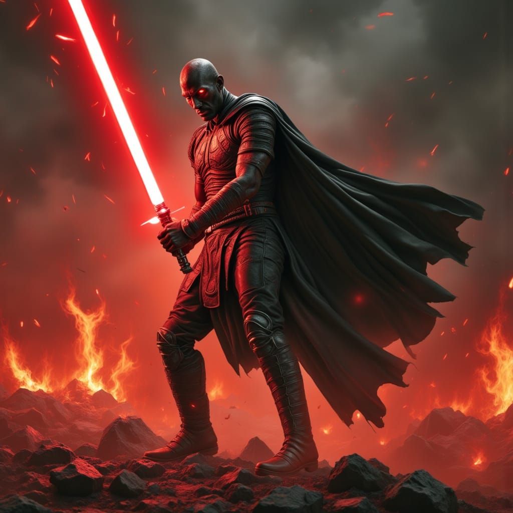 Warrior Rises from Brimstone with Lightsaber