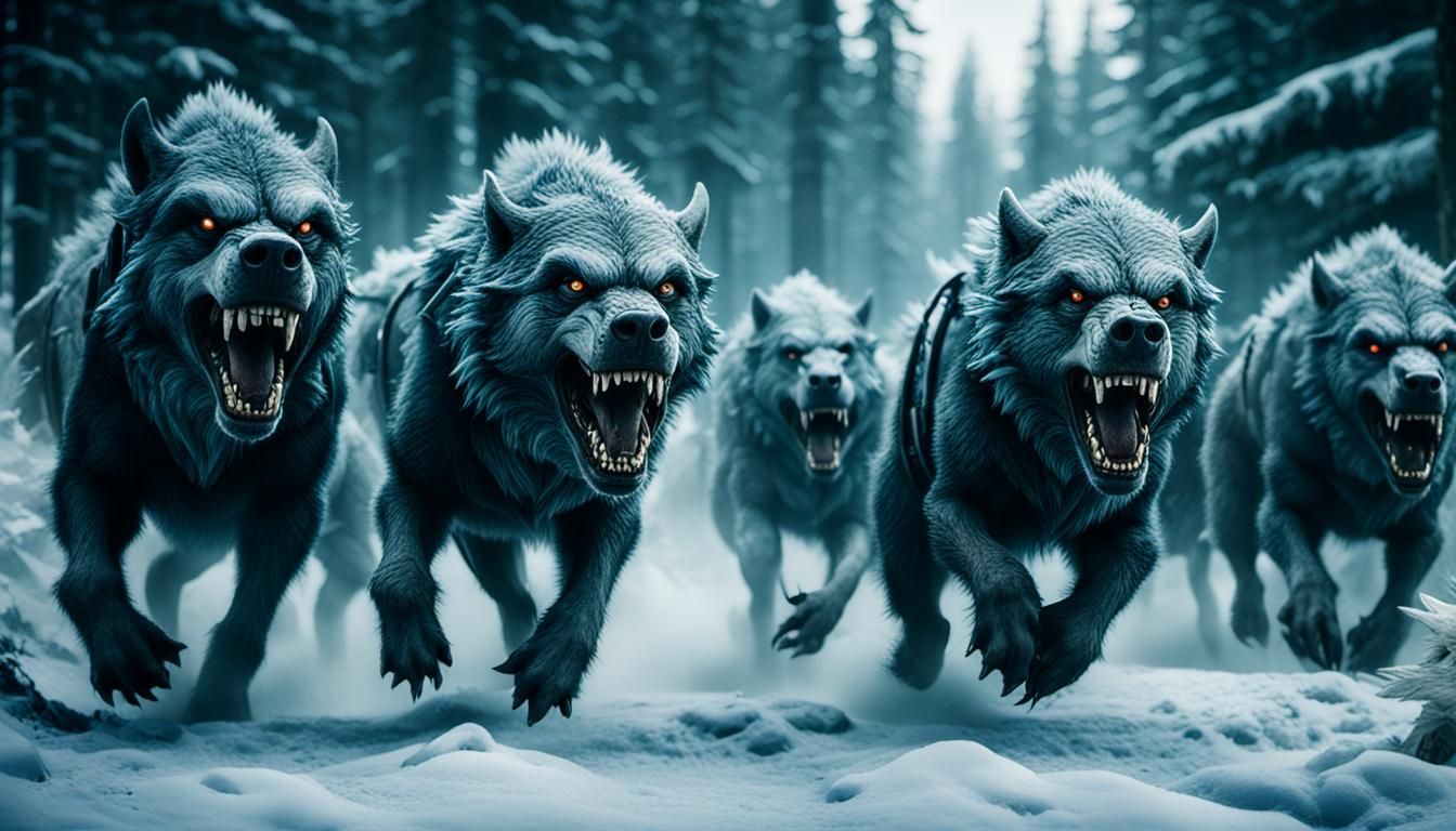 Frost Wargs Charging: Cinematic Film Still